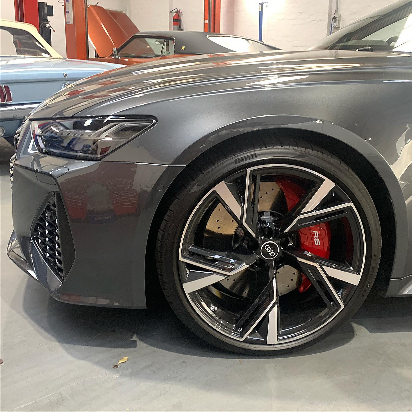 Brake service in progress