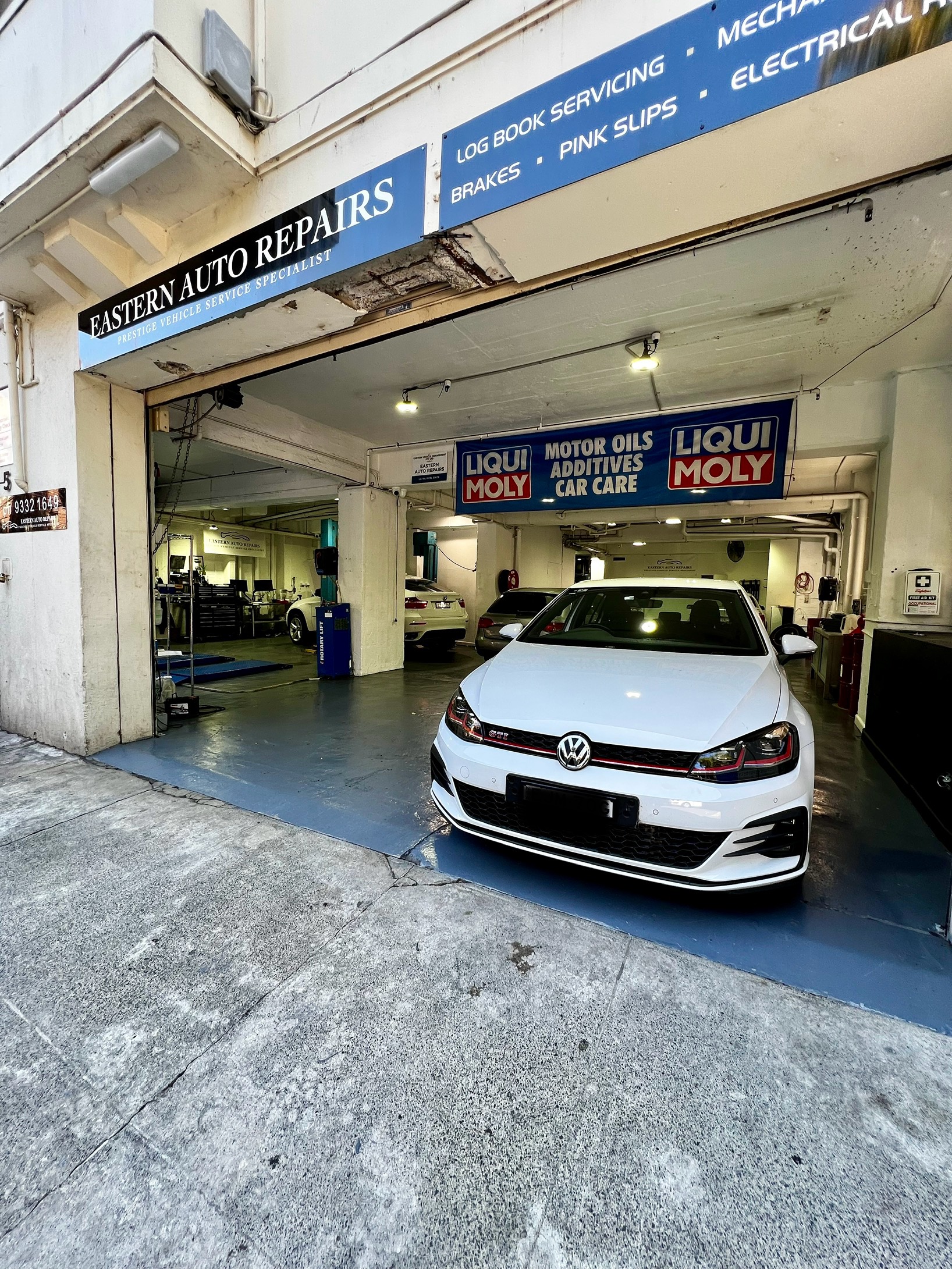 Volkswagen Golf on the lift